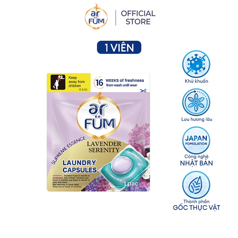 Túi Viên Giặt Xả Tiện Lợi arFum Hương Hoa Công Nghệ Nhật Bản (1 Viên/ Túi)