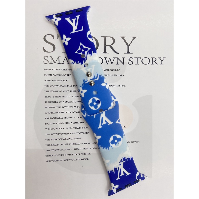 Dây Đeo Bằng Silicone LV Cho Đồng Hồ Thông Minh iWatch7 / 6 / 5 / 4 / 3 / 2 / 1 / SE Generation 38 / 40 / 41 / 42 / 44 / 45