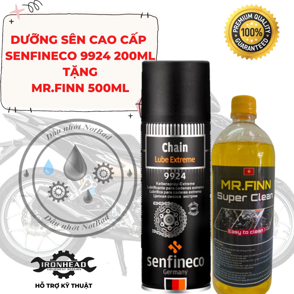 [MUA 1 TẶNG 1] Xịt dưỡng sên , xích senfineco9924 chain lube  extreme 200ml tặng Mr.Finn 500ml