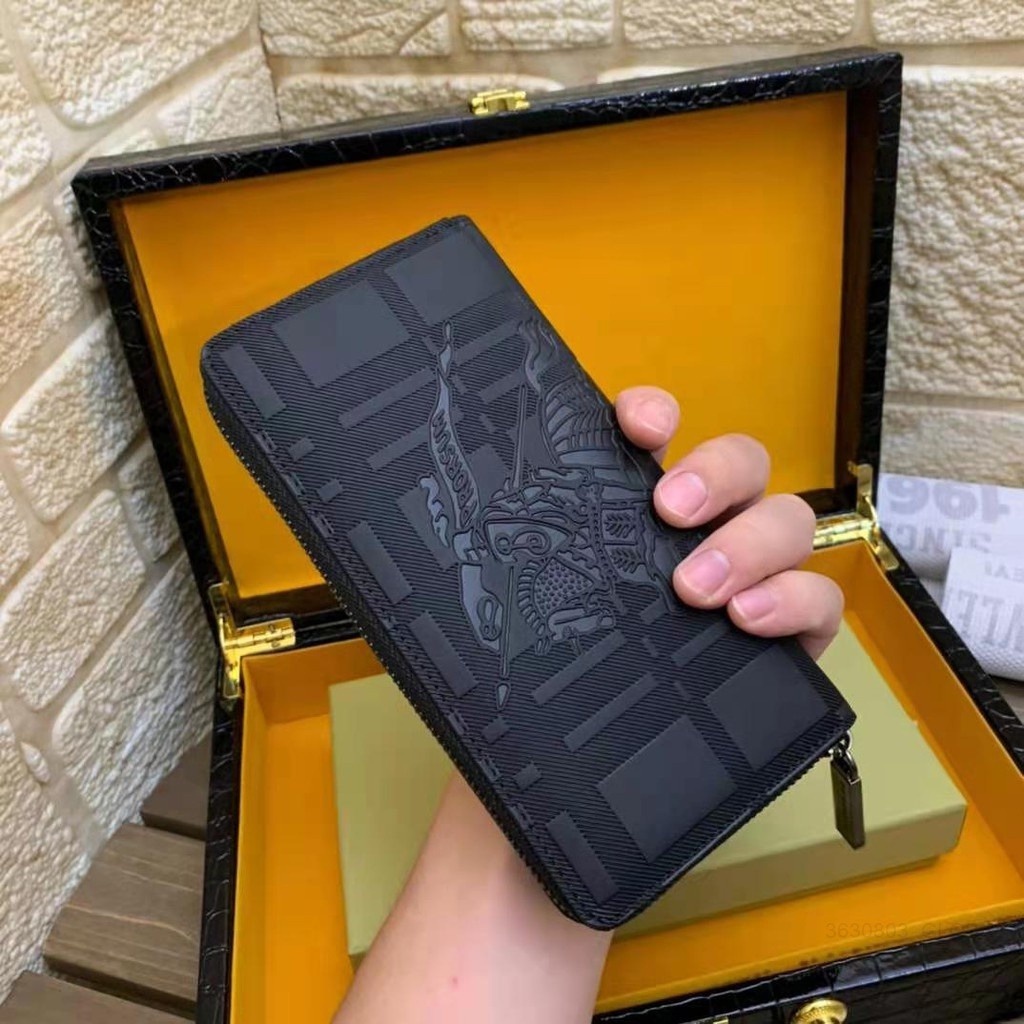 Ví Da Bò Burberry Chất Lượng Cao Dáng Dài Cỡ Lớn Thời Trang Cho Nam