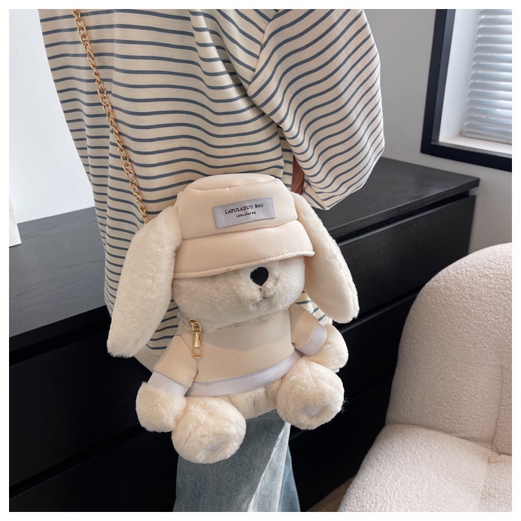 Túi Đeo Chéo Hình Tai Thỏ Phối Dây Xích Dễ Thương Thời Trang Cho Bạn Gái