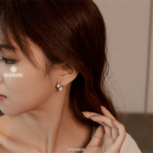 Bông tai nữ ngọc trai nhân tạo Eleanor Accessories viền cong phụ kiện trang sức nhỏ xinh tinh tế