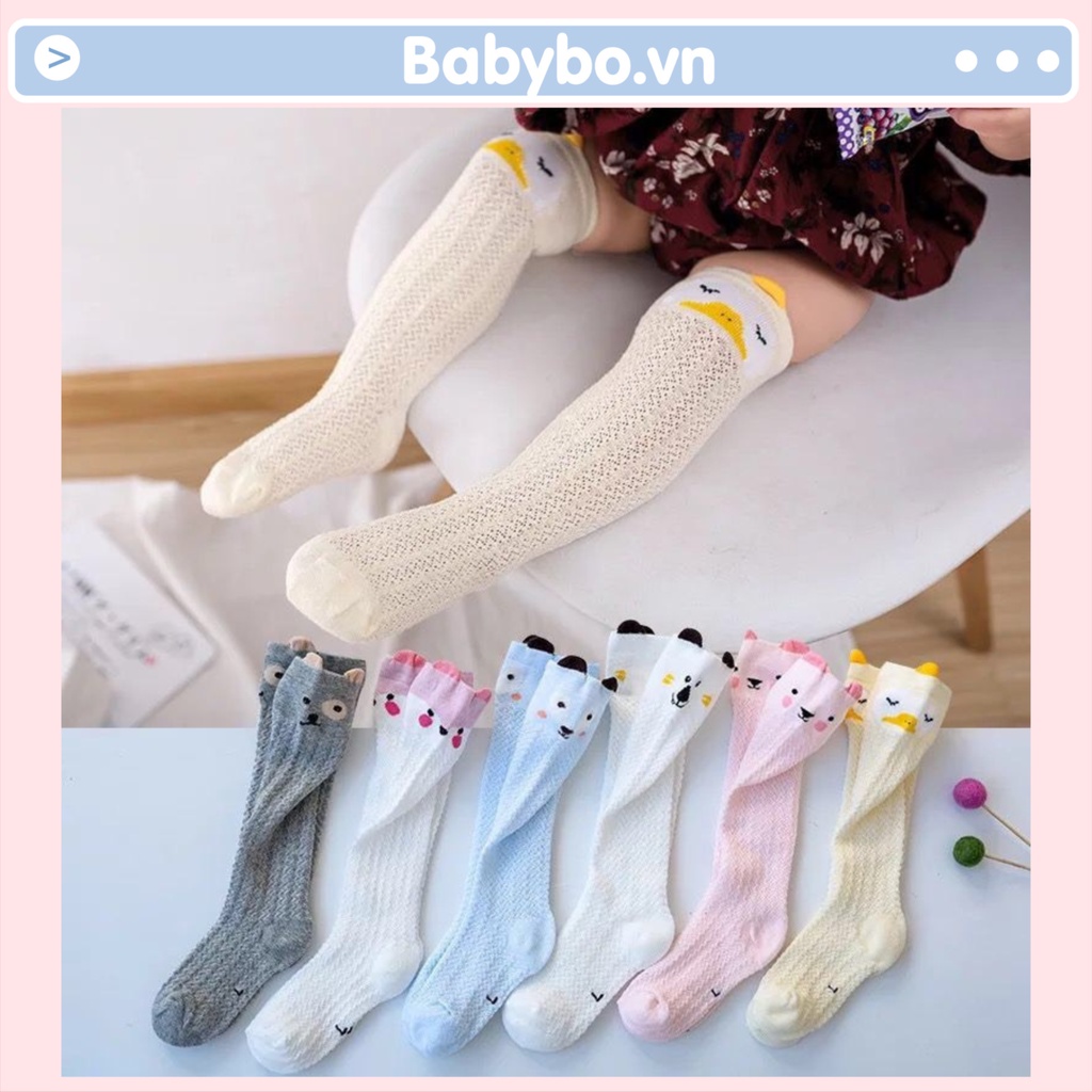 Tất lưới cao cổ, tất Boot chất liệu cotton mềm mại hình thú cho bé