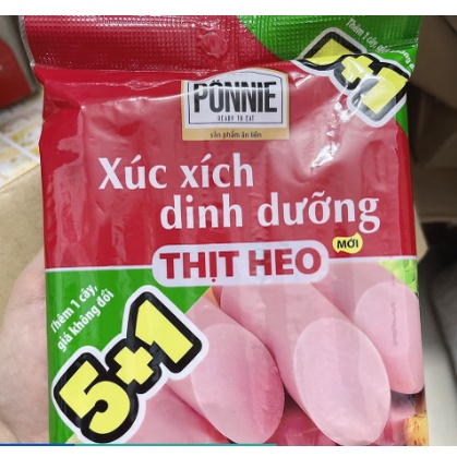 XÚC XÍCH DINH DƯỠNG PONNIE VỊ THỊT HEO 5 CÂY+1