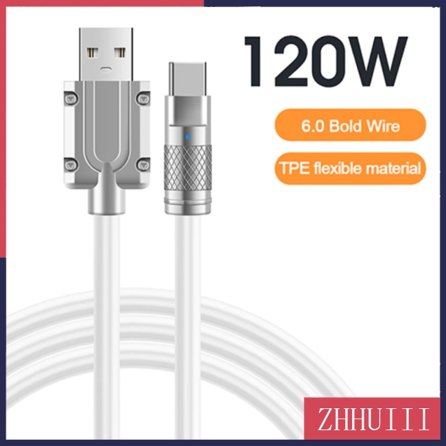 Dây Cáp Sạc Nhanh Usb Type C 120w 6a Có Đèn Led Báo Hiệu Tương Thích Cho Xiaomi Huawei Samsung