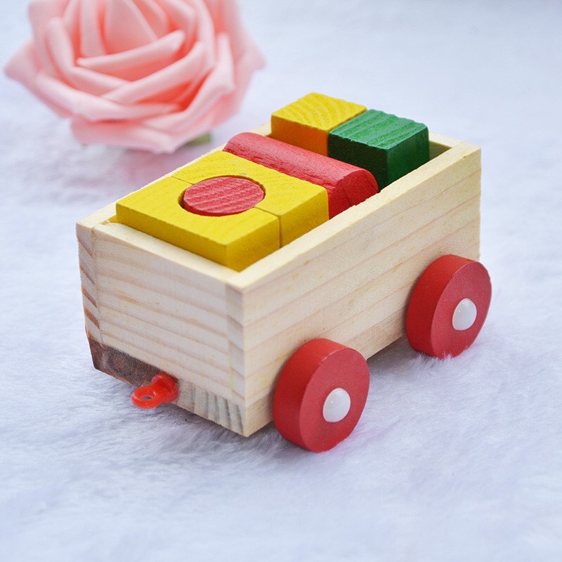 Đồ chơi Tàu chở khối 3 toa bằng gỗ thông tự nhiên