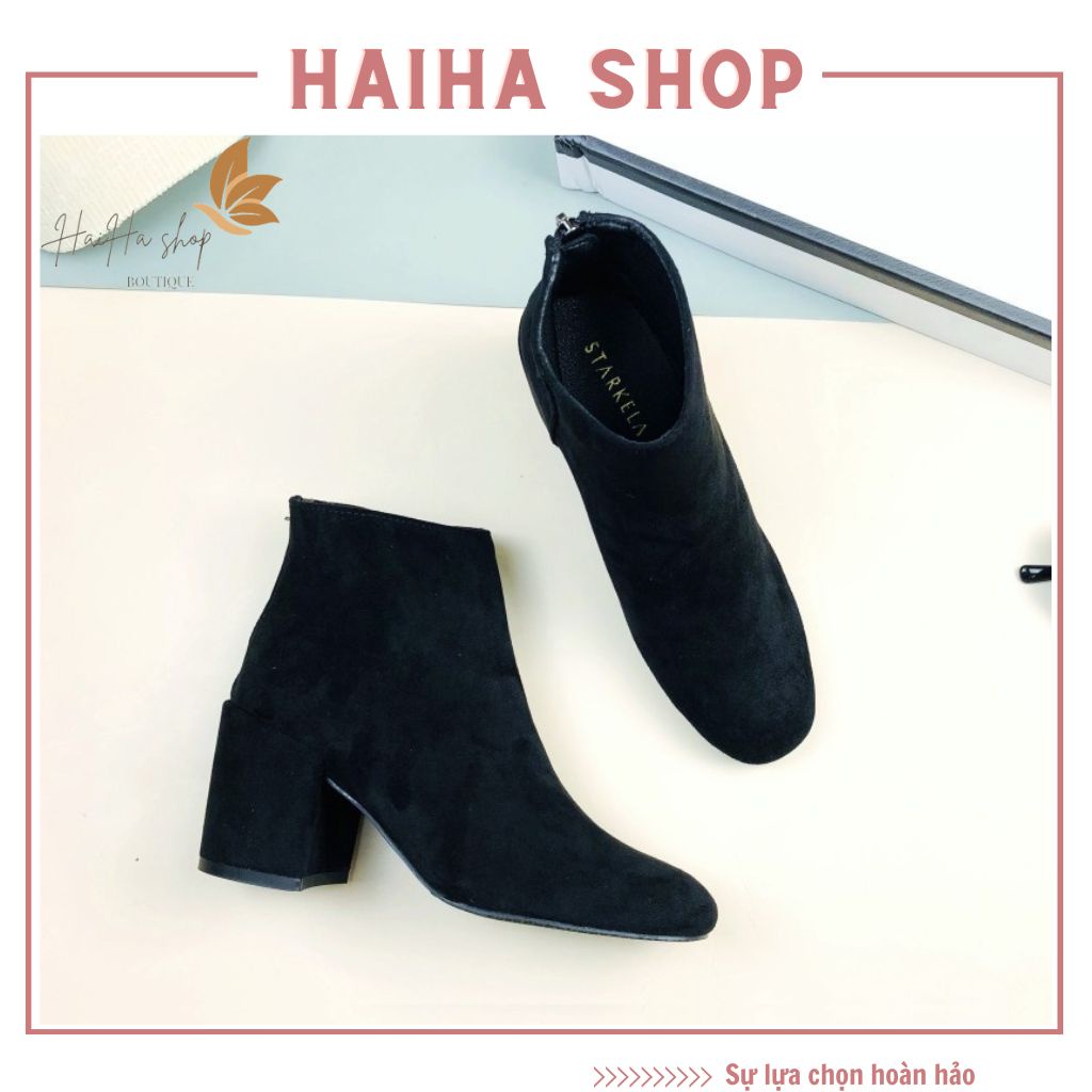 Boot nữ cổ ngắn da lộn, mũi tròn 5phân thiết kế trẻ trung, năng động