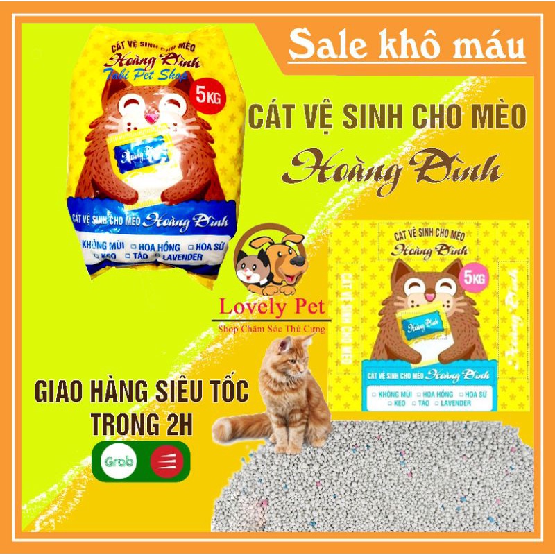 Cát vệ sinh cho mèo giá rẻ Hoàng Đình không mùi 5kg.