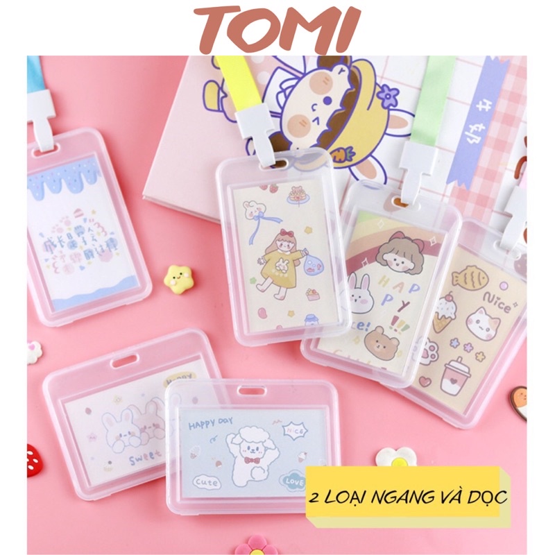 Thẻ Đeo Bảng Tên Kèm Dây Đeo Chất Liệu Nhựa Trong Suốt Khổ Ngang Và Dọc TOMI 08