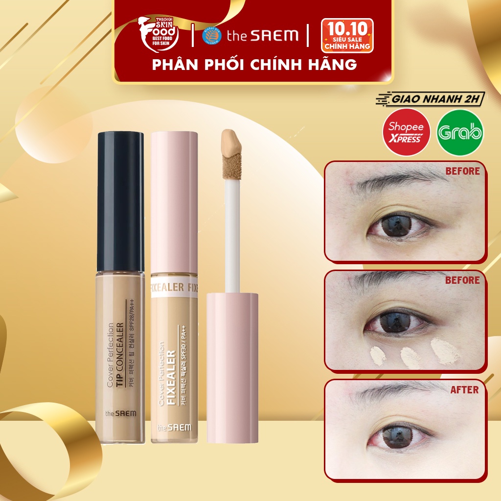 Kem che khuyết điểm có chống nắng Hàn Quốc The Saem Cover Perfection Tip Concealer SPF28 PA++ 6.5g