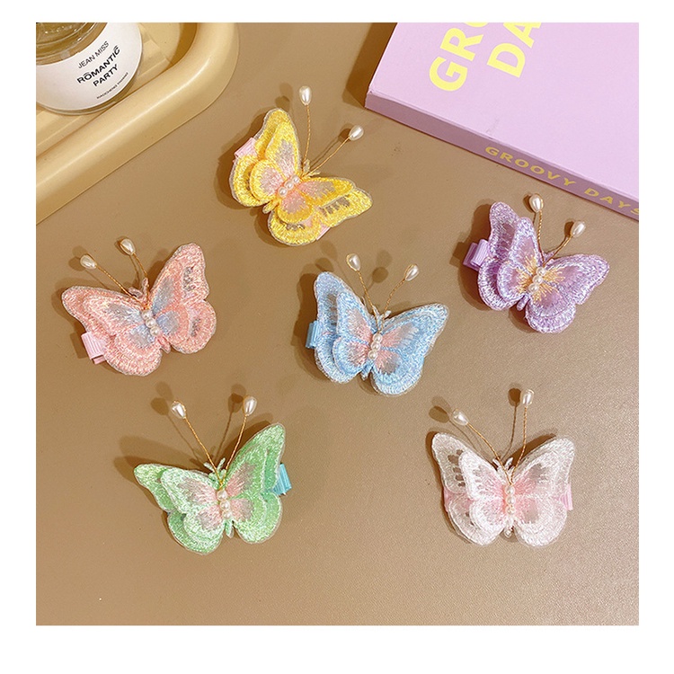 Kẹp Tóc Thêu Hình Bươm Bướm Phong Cách Hán Phục Dễ Thương Cho Bé Gái