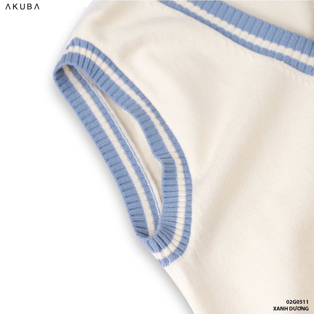 Áo len tay ngắn nam Akuba chất vải dệt kim mềm mịn, form dáng ôm Slim Fit 02G0511