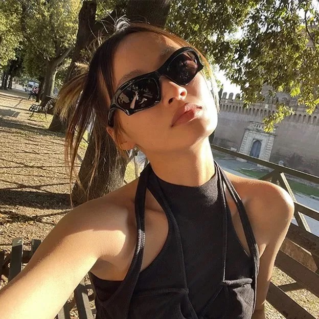 Kính Mát Chống Tia UV Hình Chữ Nhật Phong Cách Hiphop Dành Cho Nam Nữ