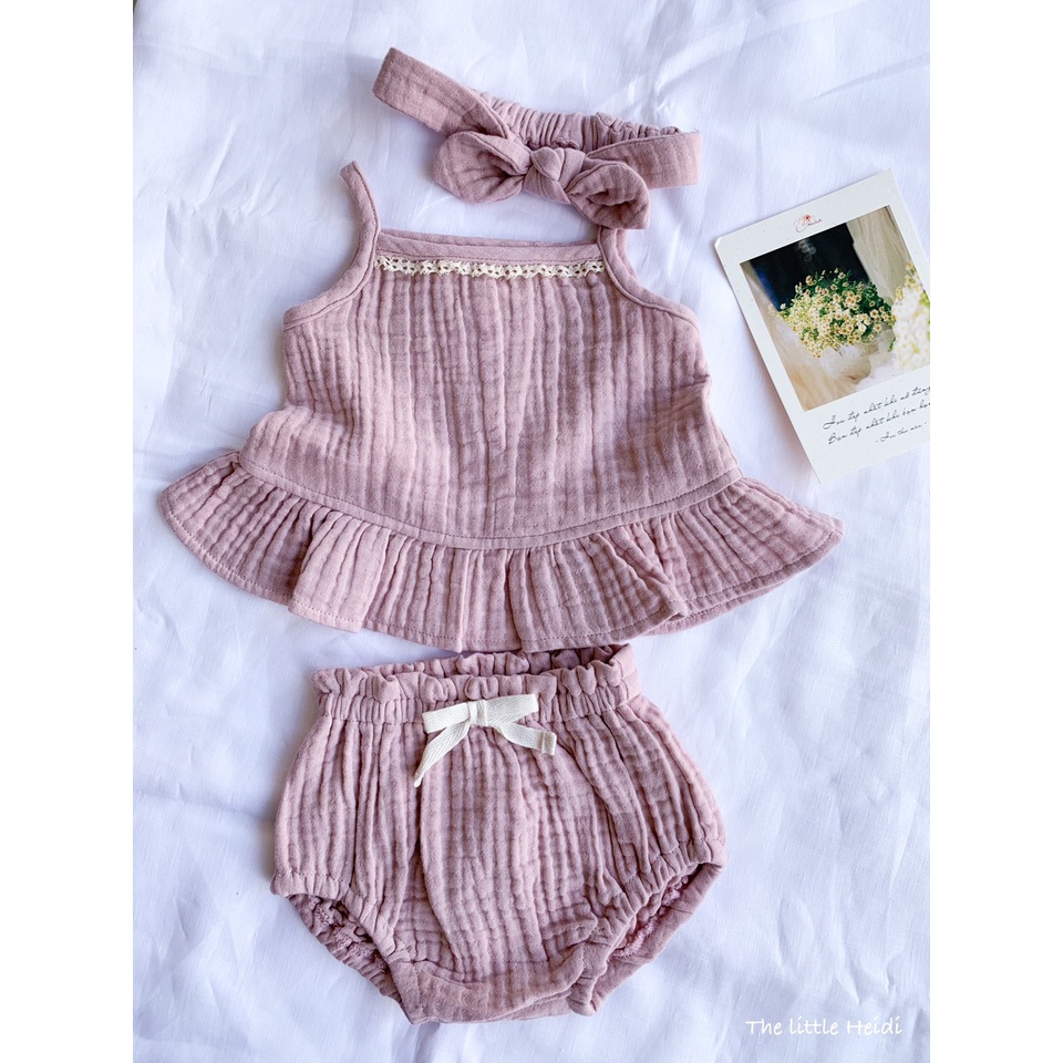 Set áo quần baby muslin/bộ quần áo baby cute/ set 3 chi tiết/ baby muslin set/ The little heidi