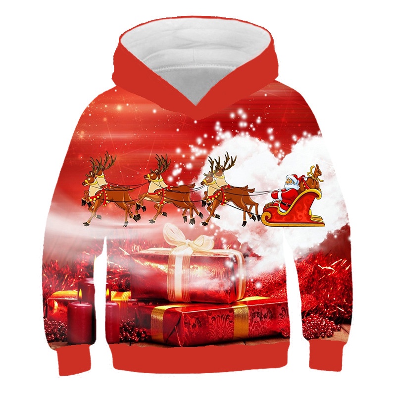 Áo Hoodie In Họa Tiết Giáng Sinh 3D Dễ Thương Thời Trang Mùa Thu 2022 Cho Bé Trai Và Gái