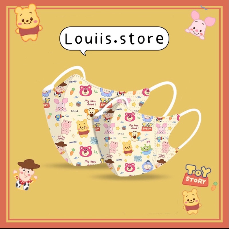 Khẩu trang trẻ em hoạ tiết hoạt hình dễ thương, in hình cute Louiis.store