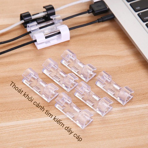 Bộ 20 Nẹp Dán Tường Cố Định Dây Điện Chống Rối - Kẹp Giữ Dây Cáp Sạc (Có Keo Dán 3M) 88068 Tổng Kho Sỉ Gia Dụng