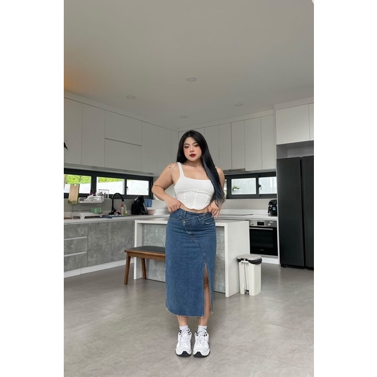 VÁY JEANS DÀI XẺ BIGSIZE