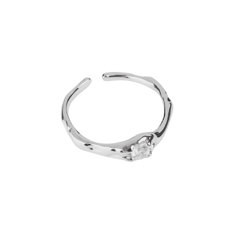 Nhẫn Thiết Kế Hình Học Dạng Mở Đính Đá Zircon Thời Trang Cho Nữ