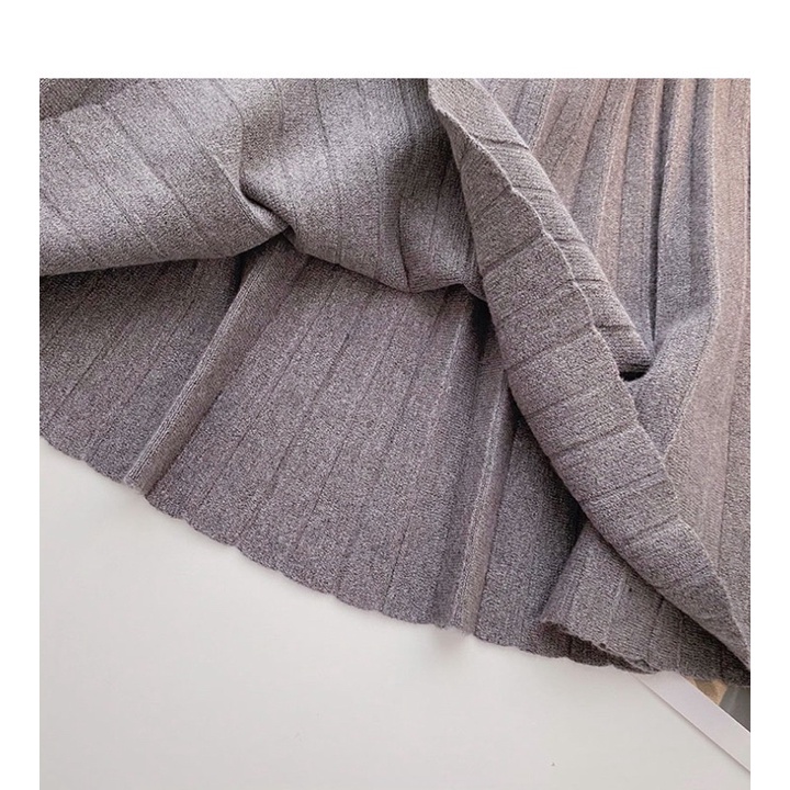 Chân váy len nữ xếp ly cạp chun