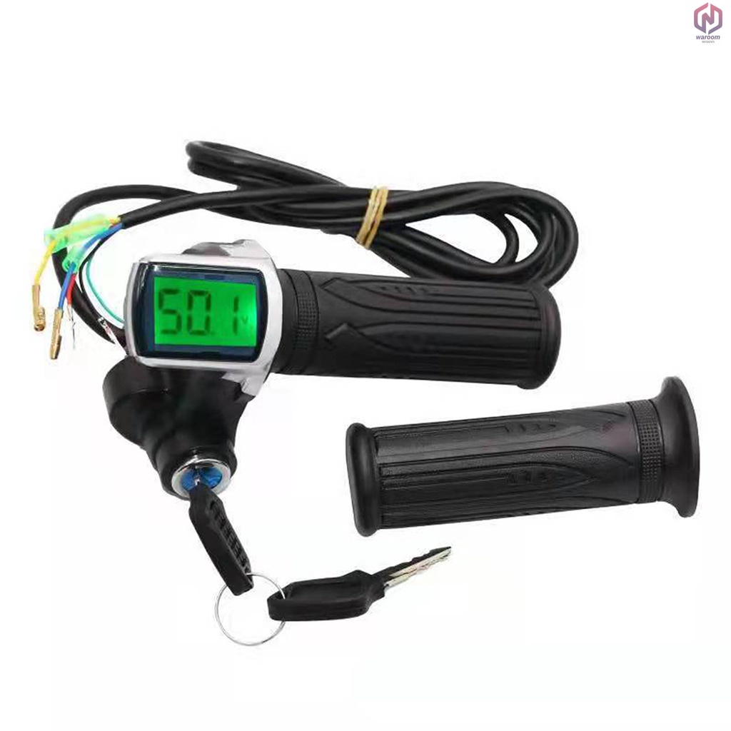 Tay Ga Xe Đạp Điện 24V / 36V / 48V Có Màn Hình LCD Hiển Thị Nguồn Điện