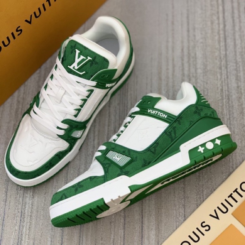 Giày LV trainer, Giày sneaker LV luôn tươi vui xanh, đen, hồng, phối đồ kết hợp giới tính Full Box GL20