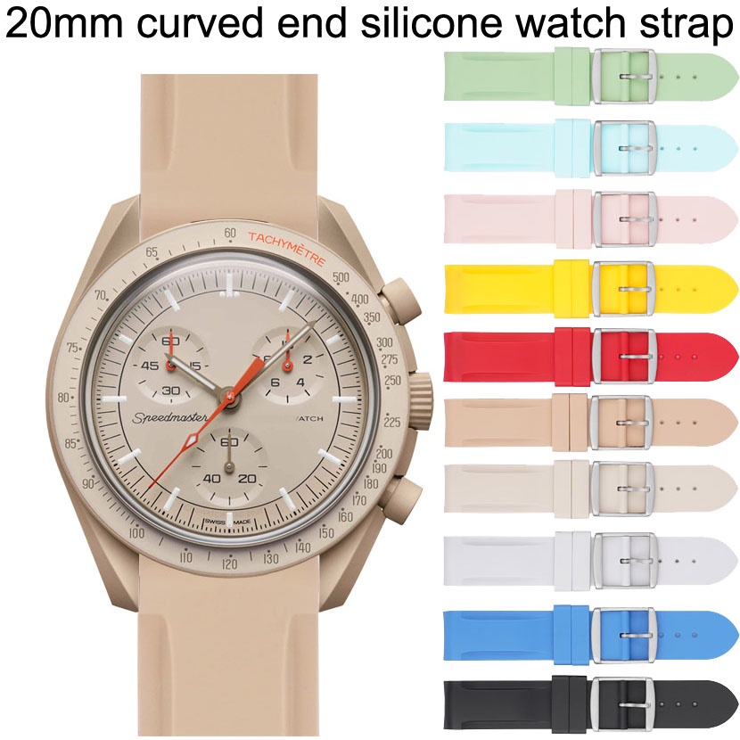Dây Đeo Thay Thế Bằng TPU Cao Su Silicone Đầu Cong 20mm Cho Swatch OMG Moonswatch