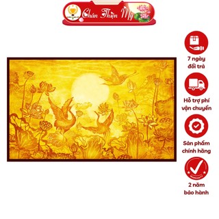 Đèn bàn thờ hoa sen chim hạc in tranh trúc chỉ ngang chân thiện mỹ, trang trí ban thờ, treo phòng thờ tc-tn-50
