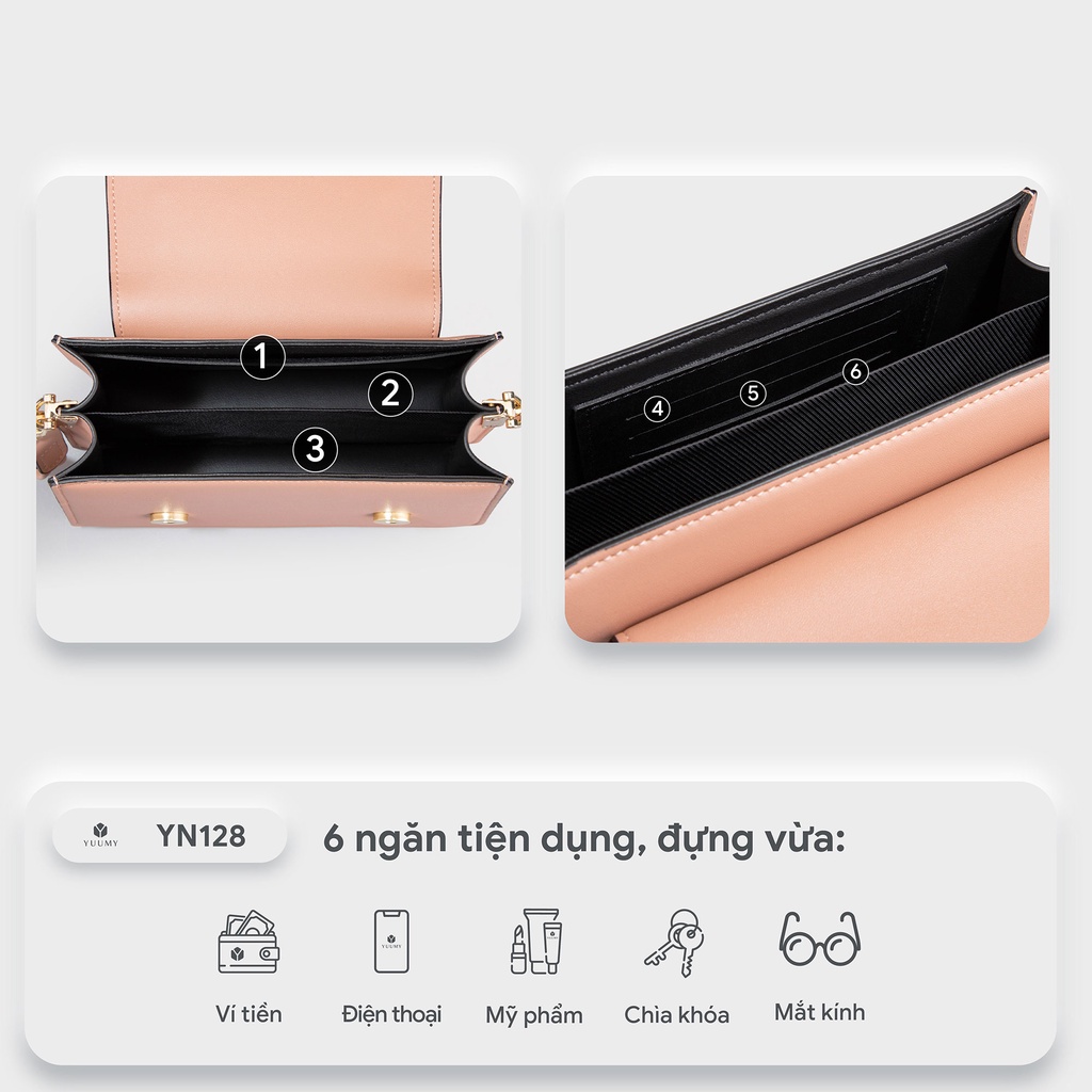 Túi đeo chéo da nữ nắp gập phối quai xách YUUMY Seasand YN128