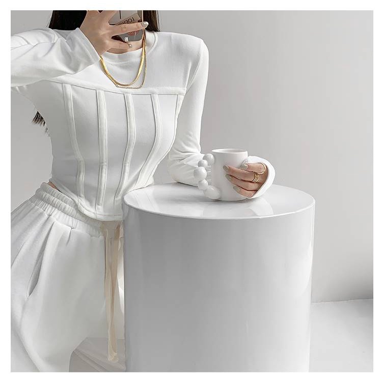 Áo Thun Hở Eo Màu Trơn Thiết Kế Mới Thời Trang Mùa Thu Dành Cho Nữ