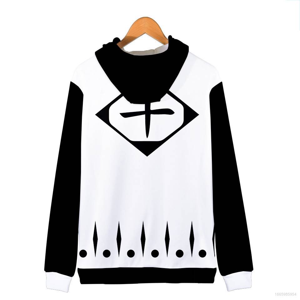 Áo Khoác Tay Dài Có Nón Phối Khóa Kéo Hóa Trang Nhân Vật Anime Bleach NS3 Plus Size