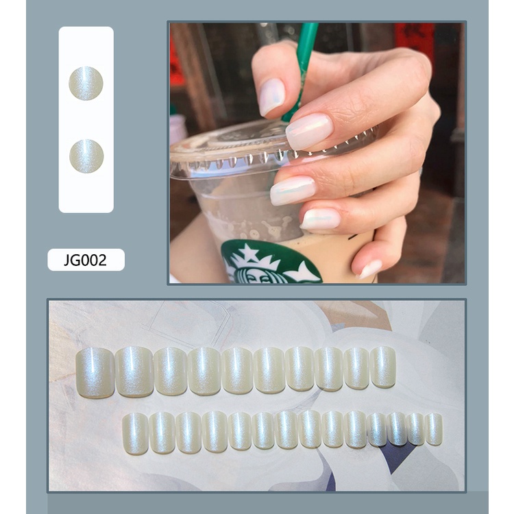 Bộ 24 Móng Tay Giả Bằng Acrylic Kèm Keo Dán Thiết Kế Thời Trang