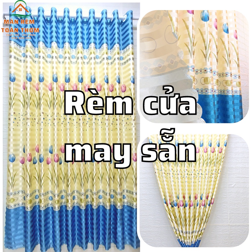 Rèm cửa sổ cửa chính Trang trí phòng ngủ phòng khách Màu xanh đẹp Giá rẻ
