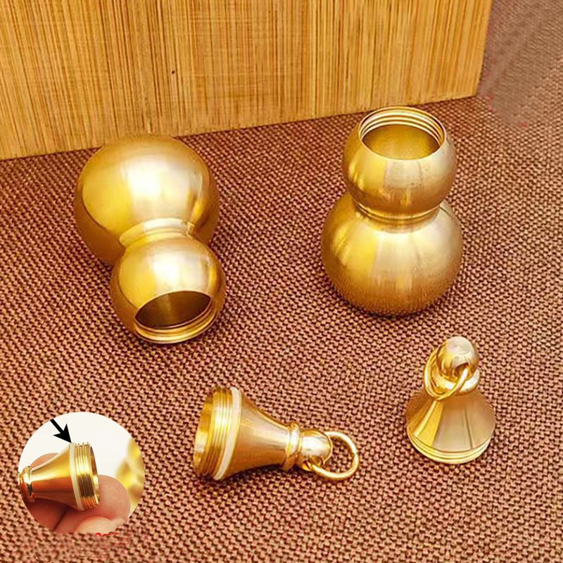 Móc khóa xe máy ô tô đồng thau hình bầu hồ lô phong thủy may mắn