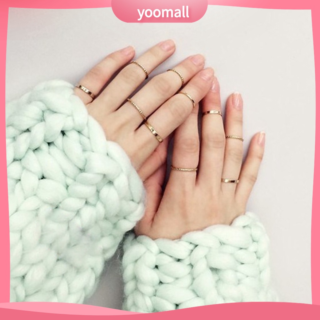 (Yoomall) Set 10 Nhẫn Xỏ Ngón Màu Sắc Tinh Khiết Nhẹ Nhàng Dễ Phối Đồ Cho Nam Và Nữ