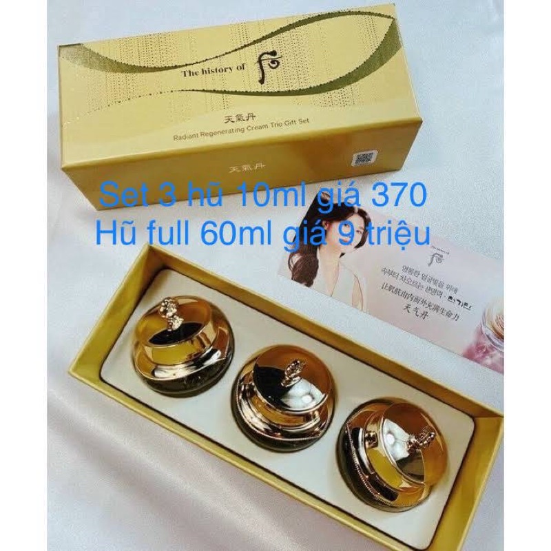Set 3 hũ kem WHOO tái sinh đa tầng mỗi hũ 10ml