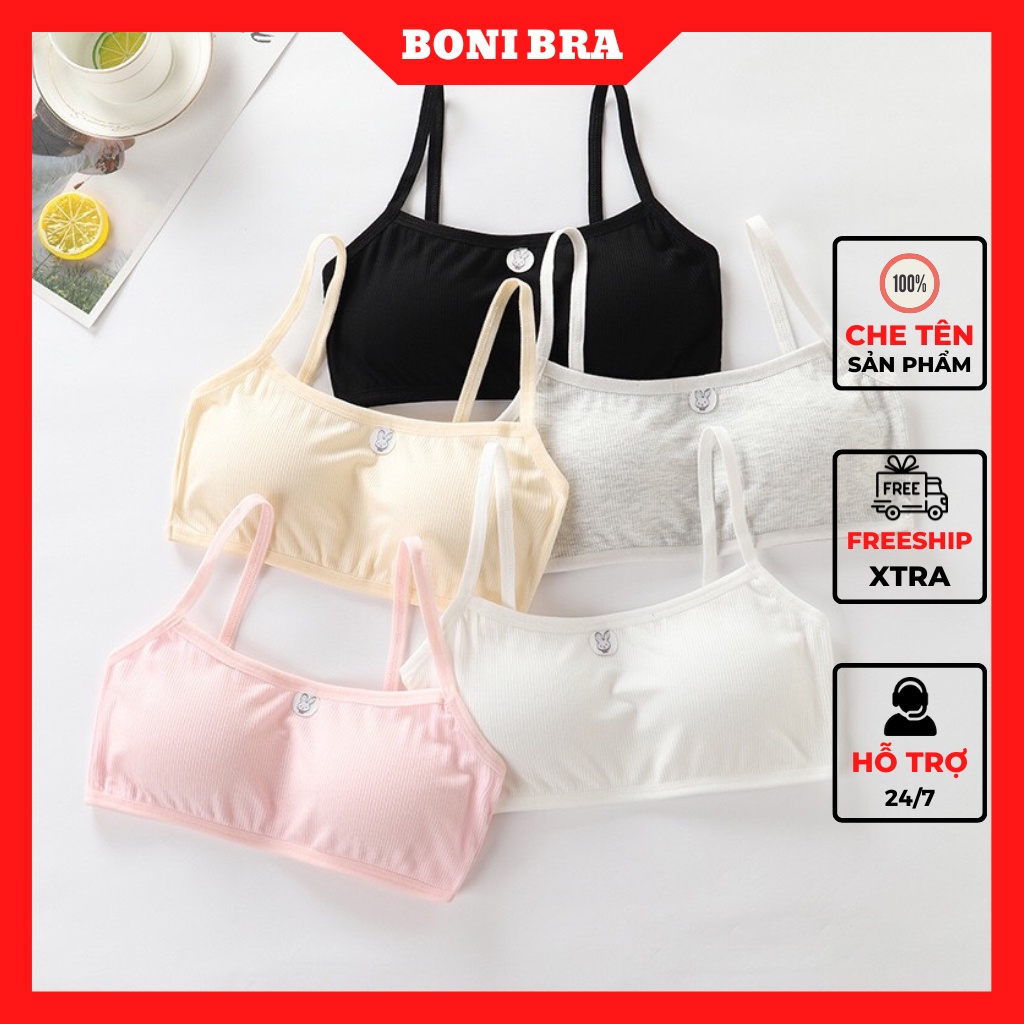 Áo Lót Cotton Quây Ngang Cho Bé Gái Mới Lớn BONI BRA, Áo Bra Học Sinh Có Đệm Mút Tháo Rời Được, Hàng Đẹp Loại 1 6059