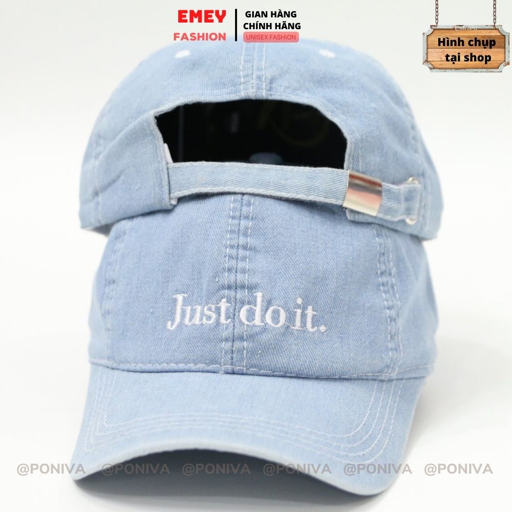 Mũ lưỡi trai - Nón kết jean thêu chữ JUST DO IT chất vải bò cao cấp phong cách Ulzzang thời trang form unisex nam nữ