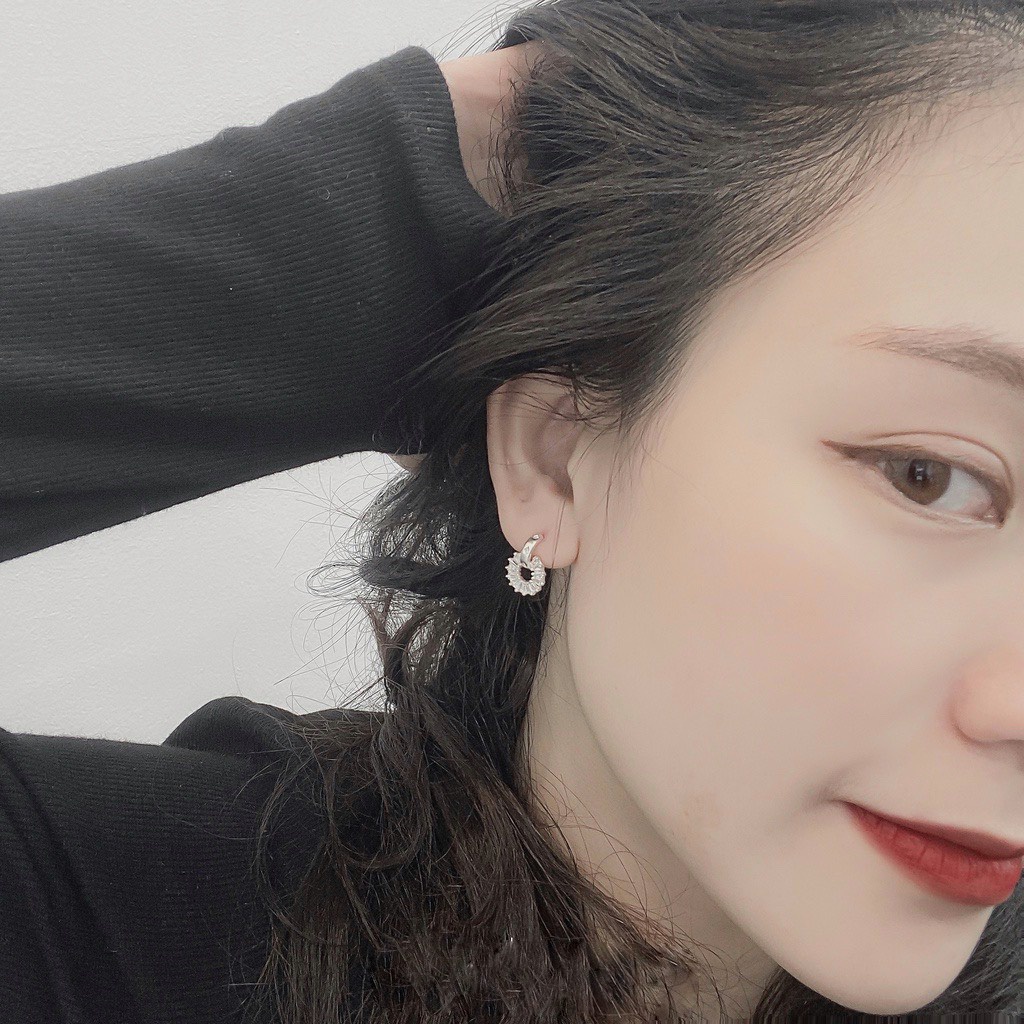 Khuyên Tai Bạc Ta Nữ CaoBac Silver Tròn Đá Vuông Thanh Dọc Lấp Lánh Xinh Xắn Cho Món Quà Đặc Biệt Dành Tặng Cho Bạn Gái