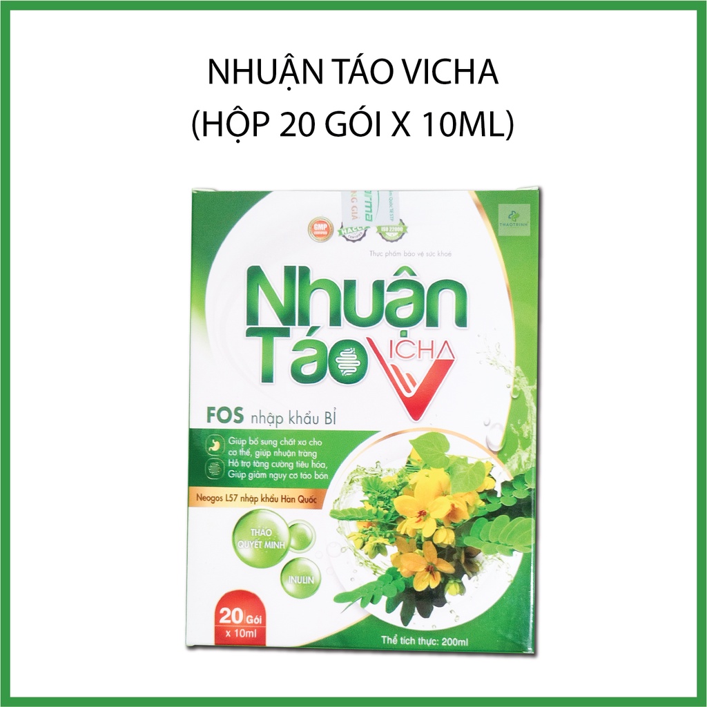 Hỗ trợ táo bón Nhuận táo VICHA (Hộp 20 gói x 10ml)