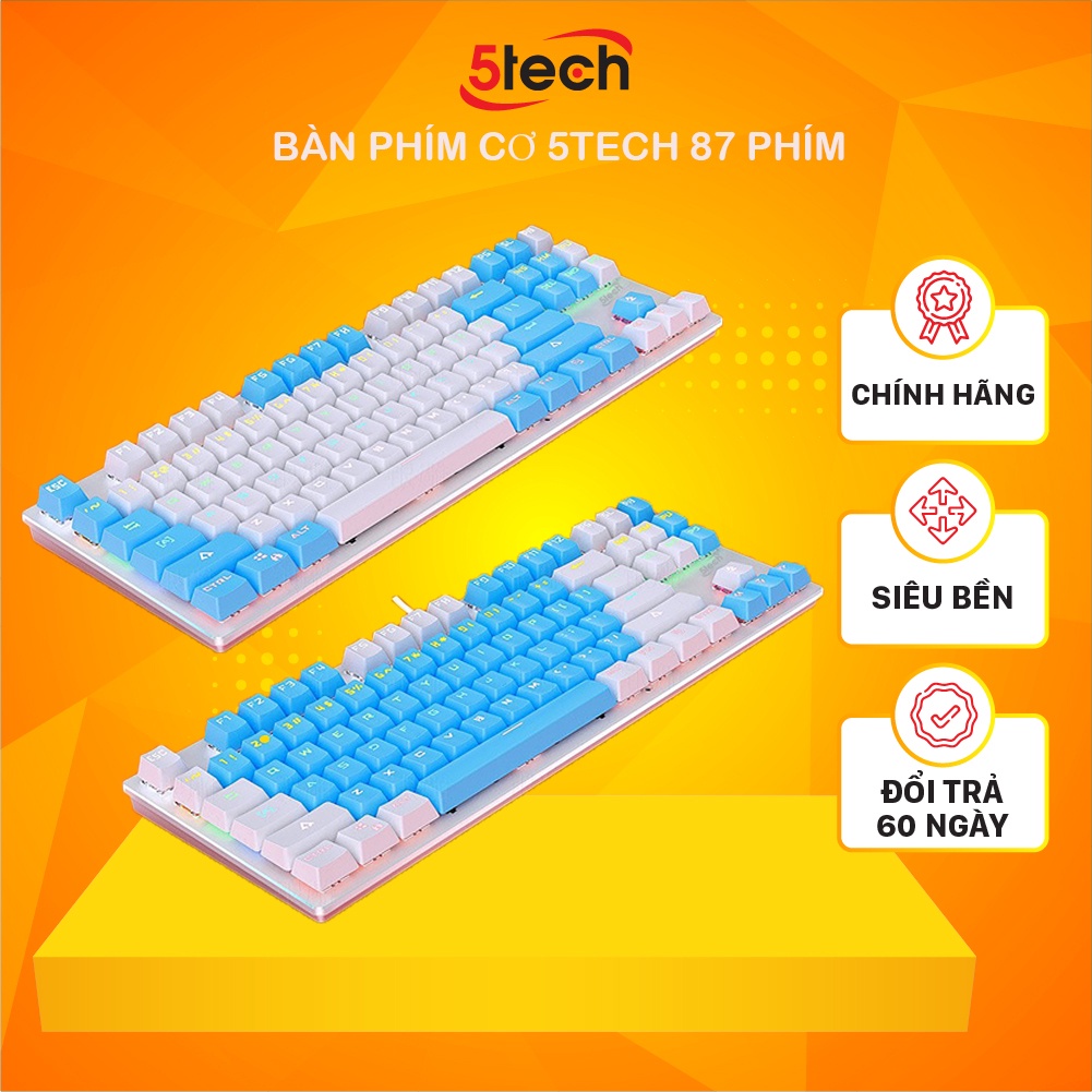 Bàn phím cơ gaming máy tính 5TECH,87 phím với nhiều hiệu ứng led RGB siêu nét, thiết kế nhỏ gọn dùng cho máy tính,laptop