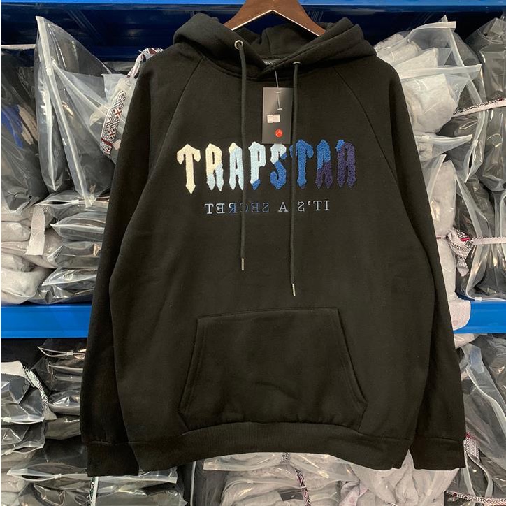 Chụp Thật Hàng Có Sẵn * * Trapstar * * Áo Sweatshirt Hoodie Cotton Nguyên Chất Thêu Hình Màu Gradient Xanh Dương Trắng Chất Lượng Cao Cho Nam Và Nữ