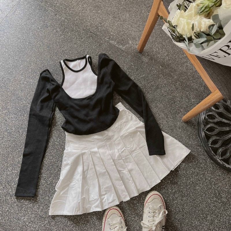 2FASHIONISTA CHÂN VÁY xếp ly tennis  phối áo kiểu