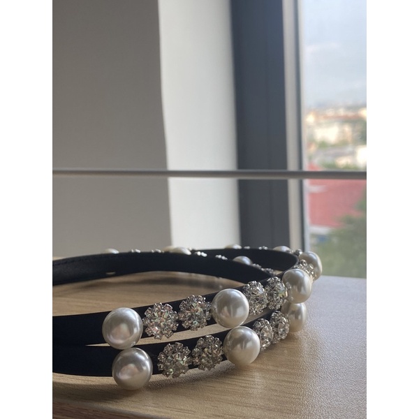 Băng đô đính đá thạch anh và ngọc trai