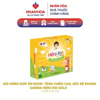Gói Uống Giúp Ăn Ngon, Tăng Chiều Cao, Sức Đề Kháng Sabina Hero Kid Gold hộp 30 gói