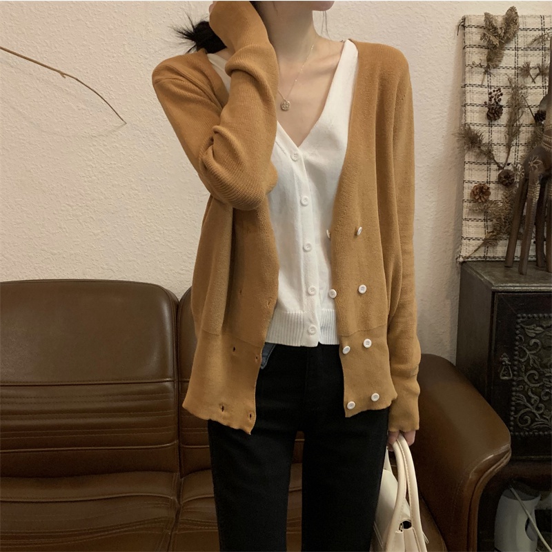 SUXI Áo Len Dài Tay Cổ Chữ V Thời Trang Nữ Tính