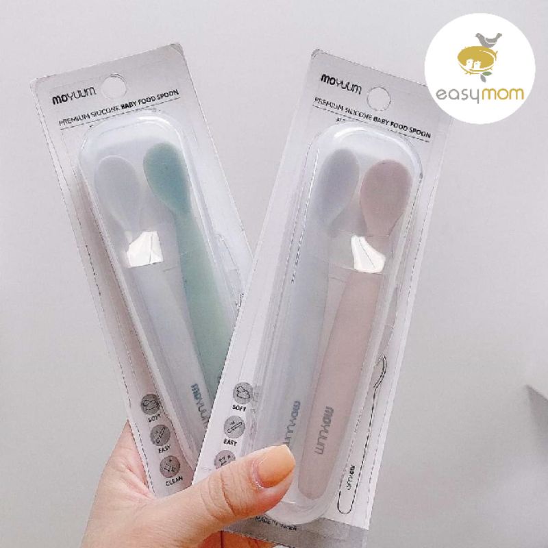 SET 2 THÌA SILICONE CHO BÉ ĂN DẶM MOYUUM HÀN QUỐC