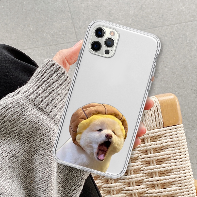 Ốp lưng iphone chó đội mũ hài hước ốp trong suốt bảo vệ camera 6/7plus/8/8plus/x/xr/xs/11/12/13/14/pro/max/plus/promax