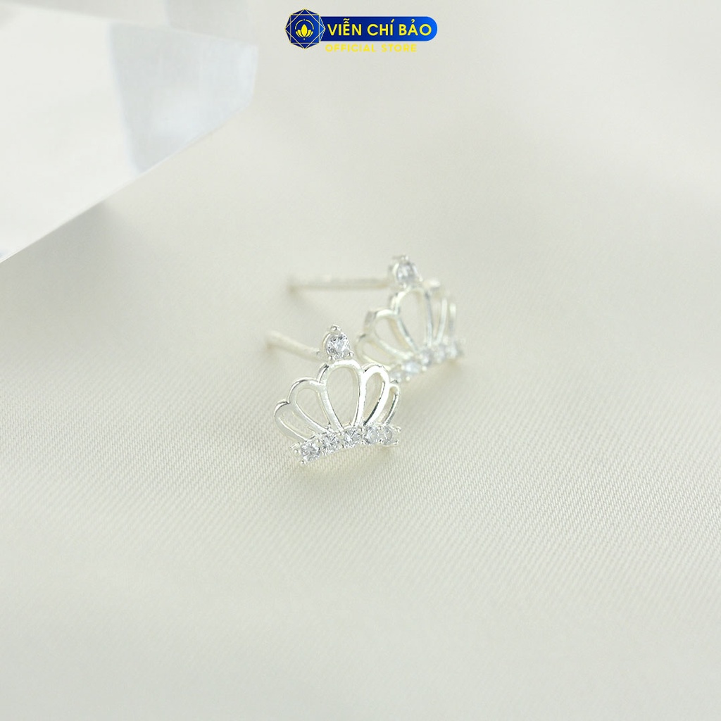 Khuyên tai bạc nữ vương miện mới chất liệu bạc 925 thời trang phụ kiện trang sức Viễn Chí Bảo E048