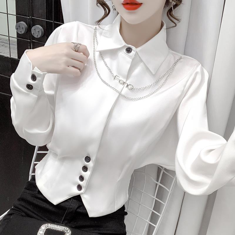 Áo Sơ Mi Tay Dài Màu Trắng Thời Trang Hàn Quốc Cho Nữ